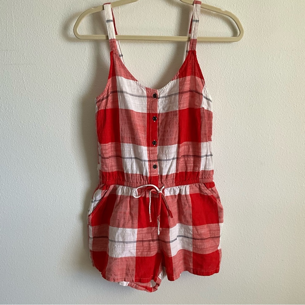 Old Navy Red and White Plaid Romper XS